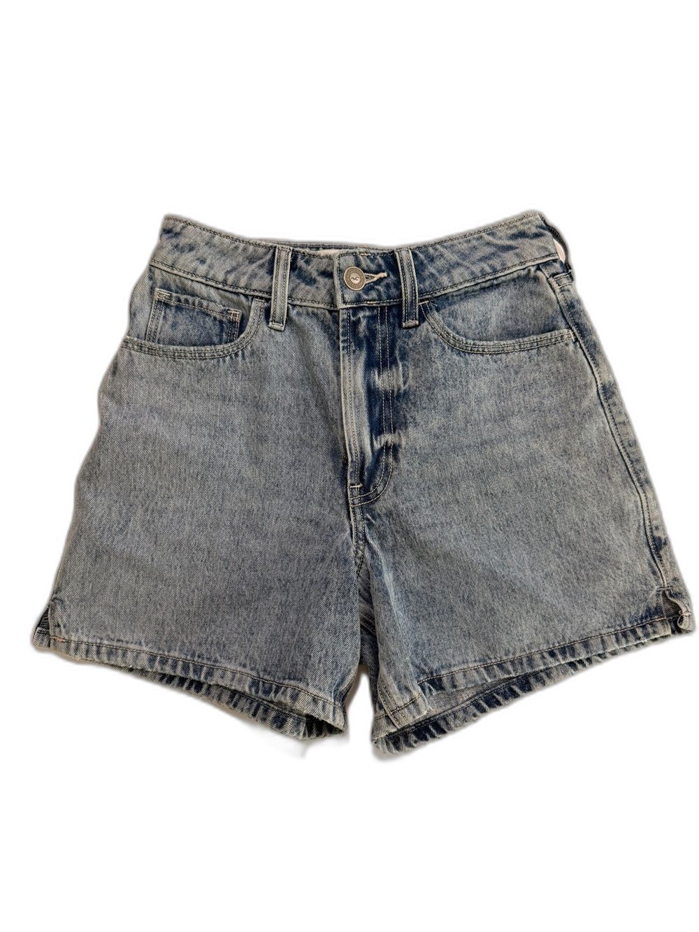 Hollister Ultra High Rise 90s Denim Shorts Cutoff Light Wash Blue Womens 00 W23